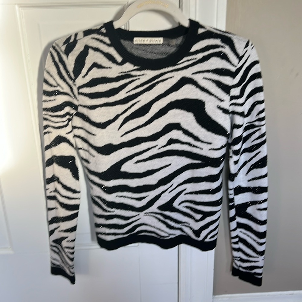 Alice + Olivia zebra print sweater.  SZ Small